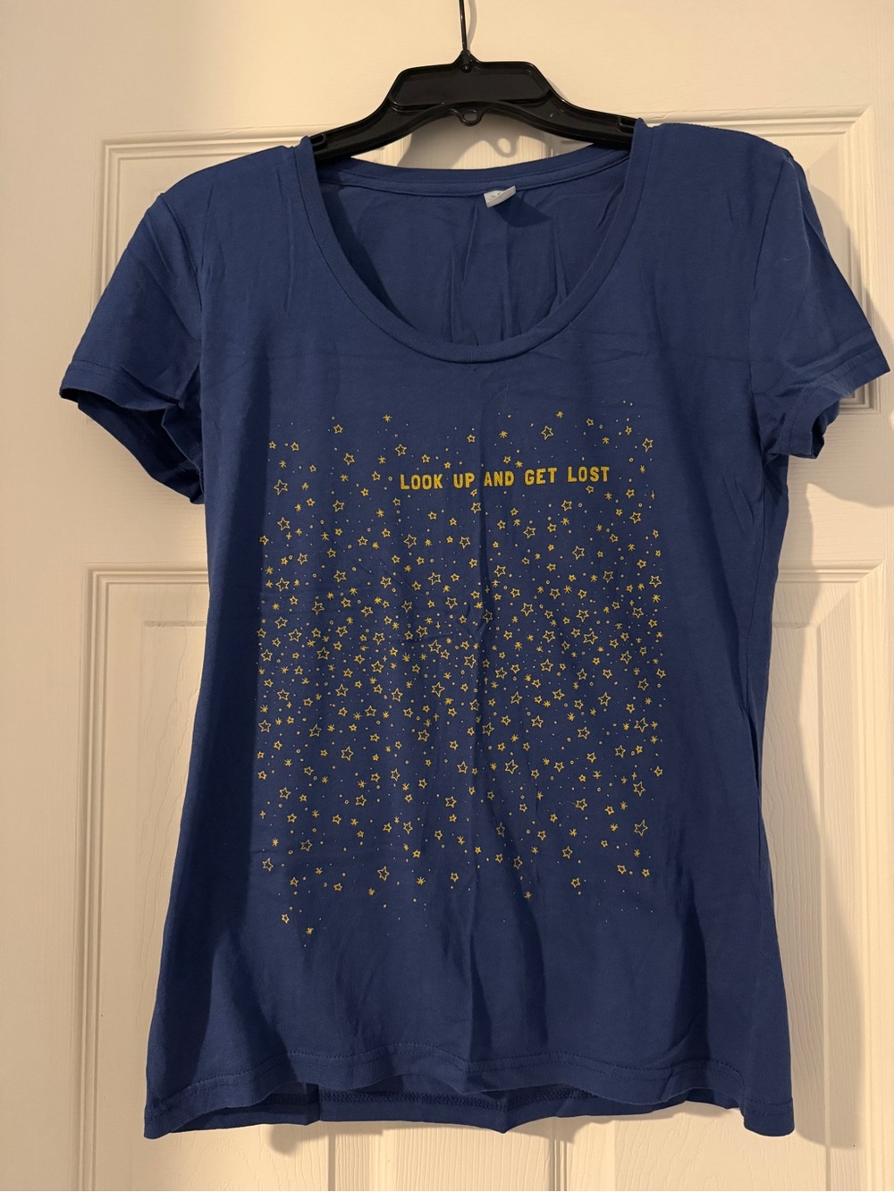 Soul Flower Navy Scoop Neck Tee with Gold Star Print